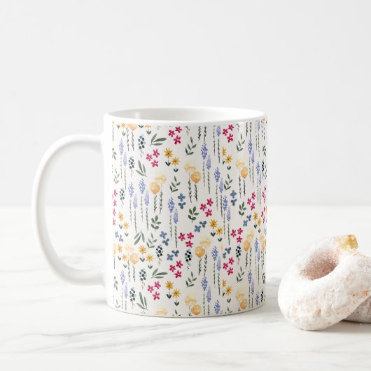 Blume Muster Frühling florale Klassik Kaffeetasse (Mit Donut)