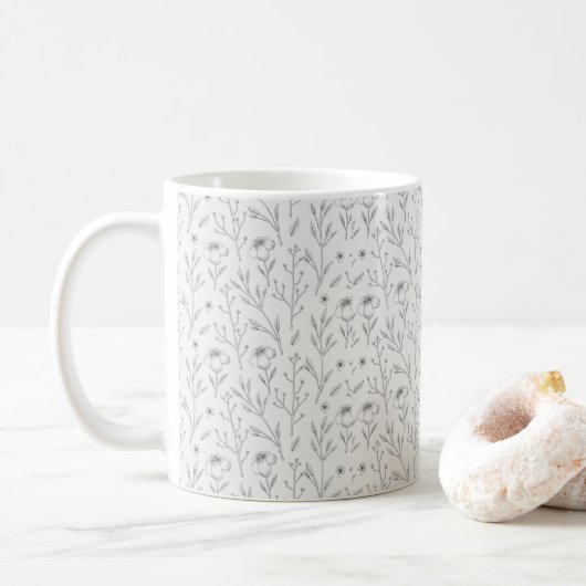 Blume Muster Frühling florale Klassik Kaffeetasse (Mit Donut)