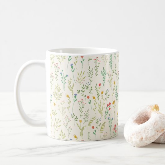Blume Muster Frühling florale Klassik Kaffeetasse (Mit Donut)