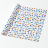 Blume-Muster für Aquarellkinder Geschenkpapier (Ungerollt)