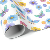 Blume-Muster für Aquarellkinder Geschenkpapier (Rolleneckpunkt)