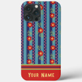 Blume-Muster für Fun Blue Strip Case-Mate iPhone Hülle (Rückseite)