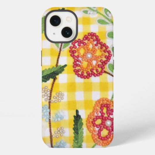 Blume-Muster für Gingham iPhone Hülle (Rückseite)