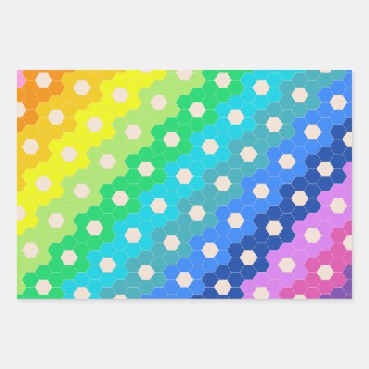 Blume-Muster für Hell-Regenbogen Geometric Hexagon Geschenkpapier Set (Vorderseite 2)