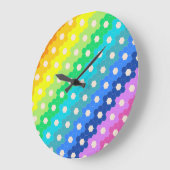 Blume-Muster für Hell-Regenbogen Geometric Hexagon Große Wanduhr (Winkel)