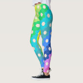 Blume-Muster für Hell-Regenbogen Geometric Hexagon Leggings (Links)