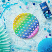 Blume-Muster für Hell-Regenbogen Geometric Hexagon Pappteller (Party)