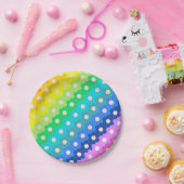 Blume-Muster für Hell-Regenbogen Geometric Hexagon Pappteller (Party)