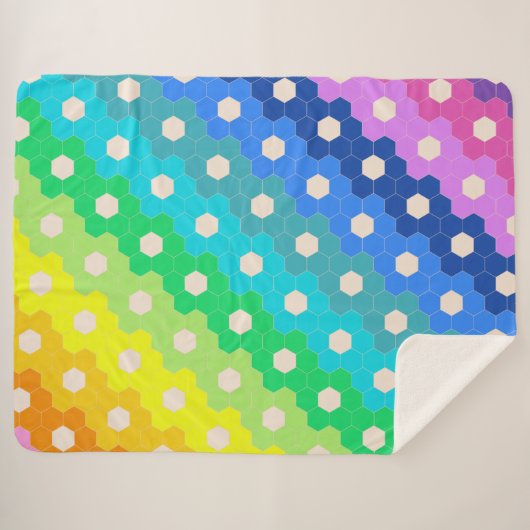Blume-Muster für Hell-Regenbogen Geometric Hexagon Sherpadecke (Vorderseite (Horizontal))