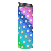 Blume-Muster für Hell-Regenbogen Geometric Hexagon Thermosbecher (Nach rechts gedreht)