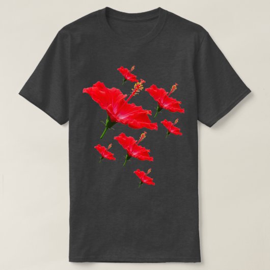 Blume-Muster für Red Hibisken T-Shirt (Design vorne)