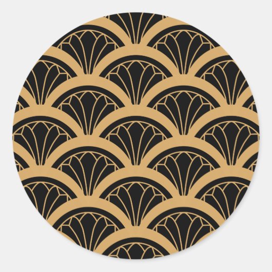 Blume-Muster für Schwarz und Gold Runder Aufkleber (Vorderseite)