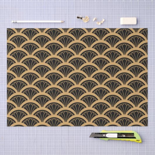 Blume-Muster für Schwarz und Gold Seidenpapier (Handwerk)