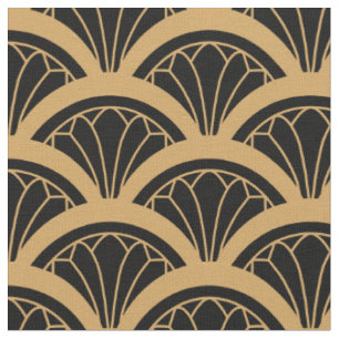 Blume-Muster für Schwarz und Gold Stoff