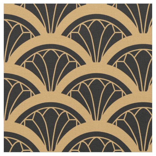 Blume-Muster für Schwarz und Gold Stoff (Nahaufnahme)