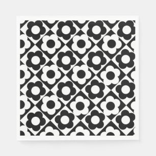 Blume-Muster für Schwarzweiß-Diamant-Karo Serviette