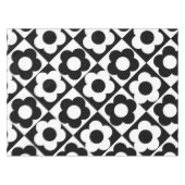 Blume-Muster für Schwarzweiß-Diamant-Karo Tischdecke (Vorderseite (Horizontal))