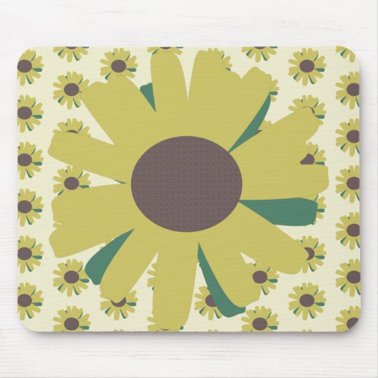 Blume-Muster Gelb Mousepad (Vorne)