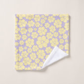 Blume Muster - gelb und Lila Badhandtuch Set (Waschlappen)
