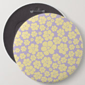 Blume Muster - gelb und Lila Button (Vorne & Hinten)