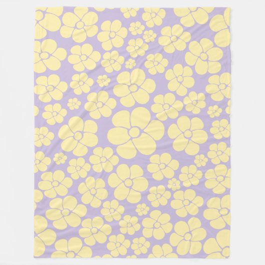 Blume Muster - gelb und Lila Fleecedecke (Vorderseite)
