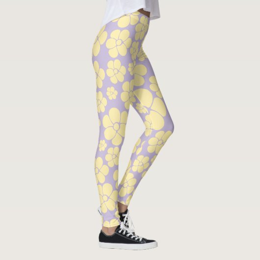 Blume Muster - gelb und Lila Leggings (Rechts)
