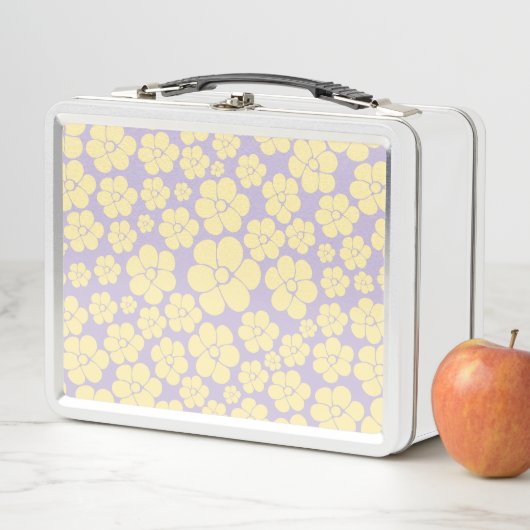 Blume Muster - gelb und Lila Metall Brotdose (Beispiel)