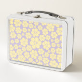 Blume Muster - gelb und Lila Metall Brotdose (Vorderseite)