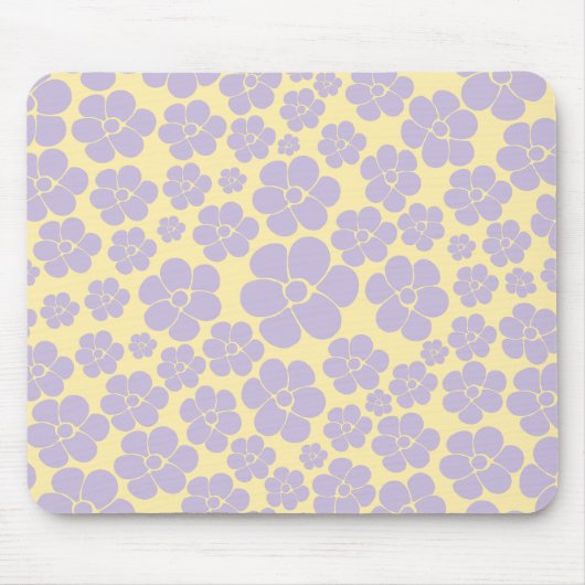 Blume Muster - gelb und Lila Mousepad (Vorne)
