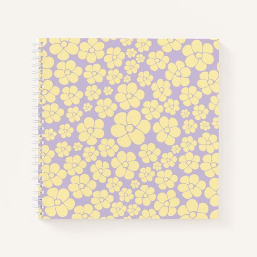 Blume Muster - gelb und Lila Notizblock (Vorderseite)