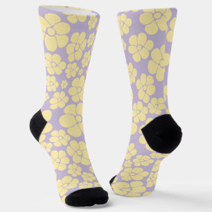 Blume Muster - gelb und Lila Socken