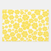 Blume Muster - Gelb und Weiß Geschenkpapier Set (Vorderseite 3)