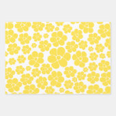 Blume Muster - Gelb und Weiß Geschenkpapier Set (Vorderseite)
