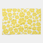 Blume Muster - Gelb und Weiß Geschirrtuch (Horizontal)