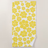 Blume Muster - Gelb und Weiß Strandtuch (Vorderseite)