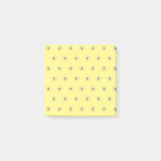 Blume Muster Gelbe Post-it-Hinweise Post-it Klebezettel (Vorderseite)