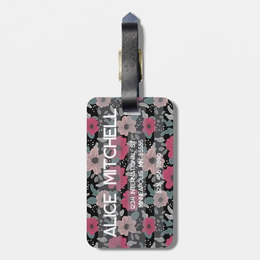 Blume Muster Gepäckmarke Gepäckanhänger (Rückseite vertikal)