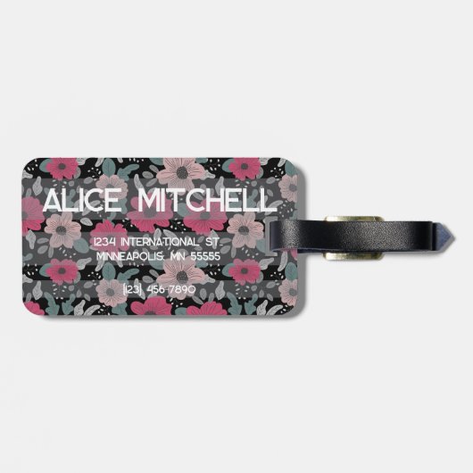 Blume Muster Gepäckmarke Gepäckanhänger (Rückseite horizontal)