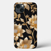 Blume-Muster Gold Schmuck Elegantes Blumendesign Case-Mate iPhone Hülle (Rückseite)