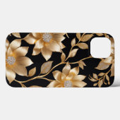Blume-Muster Gold Schmuck Elegantes Blumendesign Case-Mate iPhone Hülle (Rückseite (Horizontal))