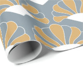 Blume Muster Gold und Silber Blue Art Deco Geschenkpapier (Rolleneckpunkt)