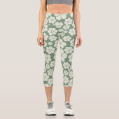 Blume Muster - Grün Capri Leggings (Vorderseite)