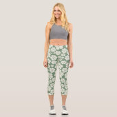 Blume Muster - Grün Capri Leggings (Vorderseite)