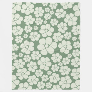 Blume Muster - Grün Fleecedecke