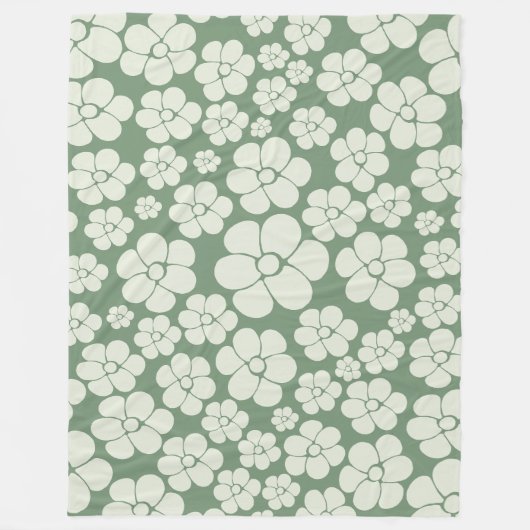 Blume Muster - Grün Fleecedecke (Vorderseite)