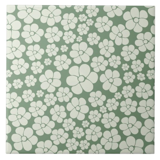 Blume Muster - Grün Fliese (Vorderseite)