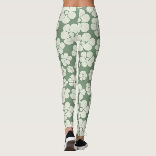 Blume Muster - Grün Leggings (Rückseite)