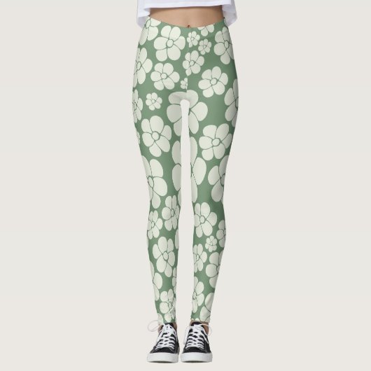 Blume Muster - Grün Leggings (Vorderseite)