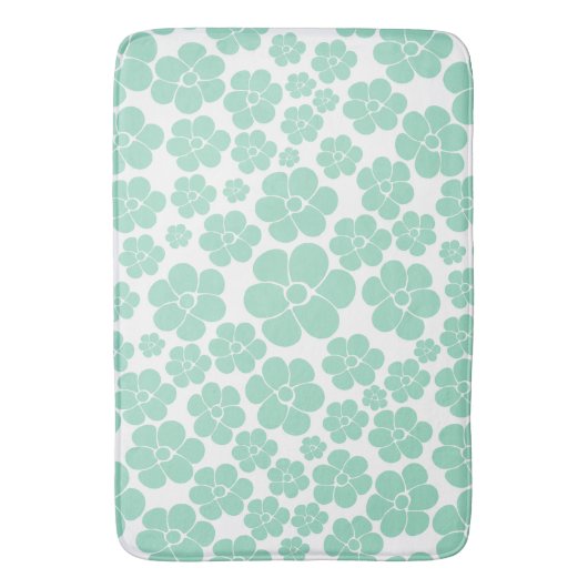 Blume Muster - Grün (Minze) Badematte (Vorderseite Vertikal)