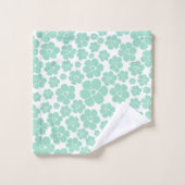 Blume Muster - Grün (Minze) Badhandtuch Set (Waschlappen)